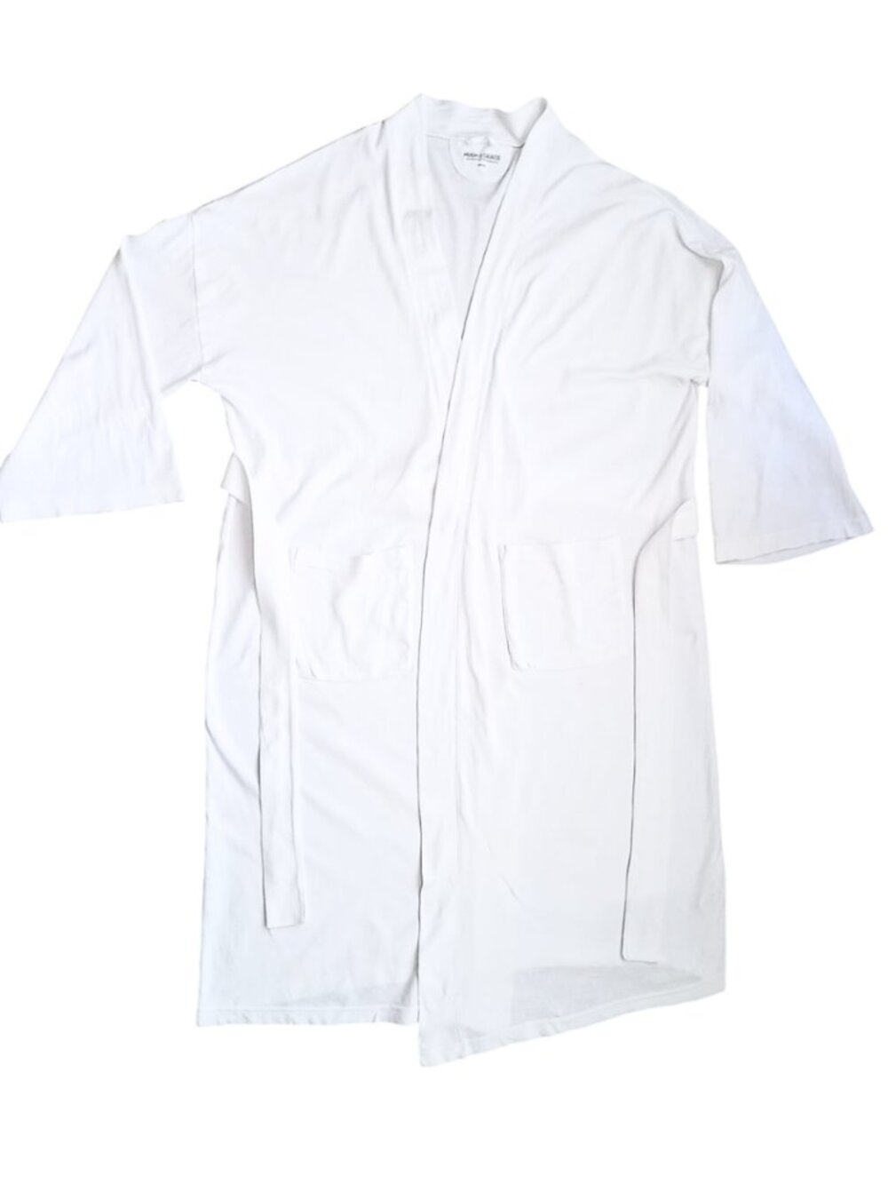 Hugh & Grace Organic Cotton Waffle Spa Robe - White Kimono Bathrobe, One Size